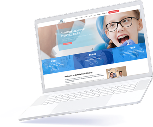 A laptop with child poster depicting detal services