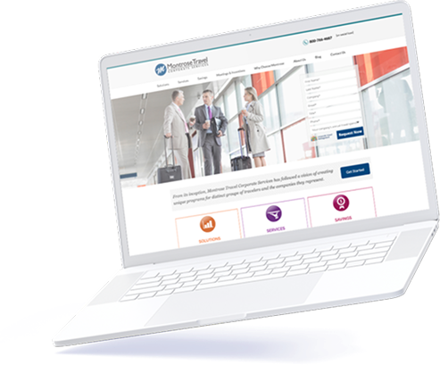 A laptop with poster showing people standing in it